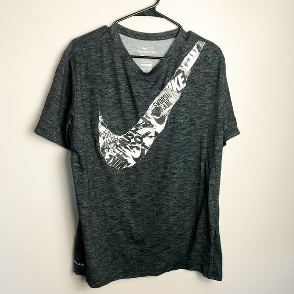 Nike The Nike Tee Logo Heather Gray T Shirt Large Dri Fit - Picture 1 of 8